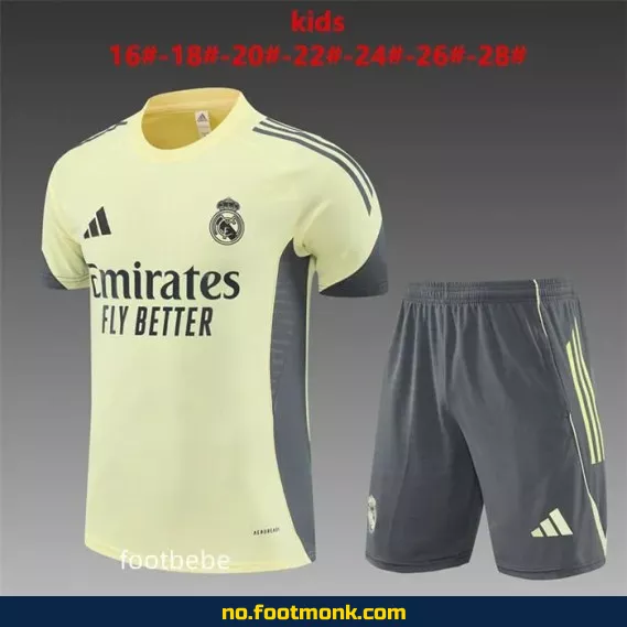 Authentisk Real Madrid Fotballdrakt for Barn 2025-2026 – Gul | Offisiell Klubbdrakt | Fotballtrøye med Navn | Kjøp Billige Fotballdrakter Online