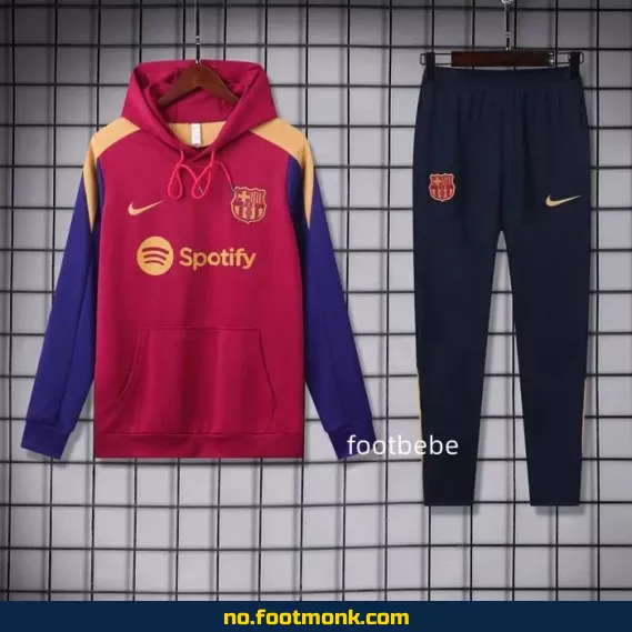 FC Barcelona 2024/2025 Treningsdrakt med hette – Rød (Fotballdrakt, Fotballtrøye, Fotballklær, Authentisk, Offisiell, Voksen/Barn)