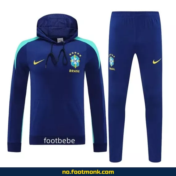 Brasil 2024/2025 Fotballdrakt med hette – Offisiell Replica – Blå