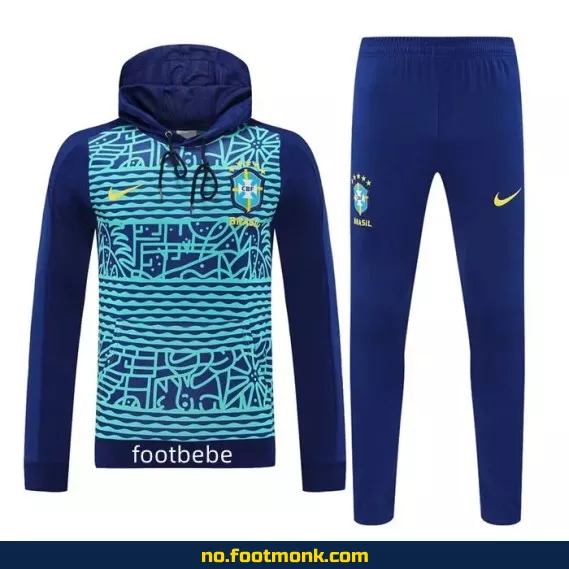 Brasil 2024/2025 Camouflage Blå Fotballdrakt med hette – Offisiell Fotballtrøye for Voksne og Barn