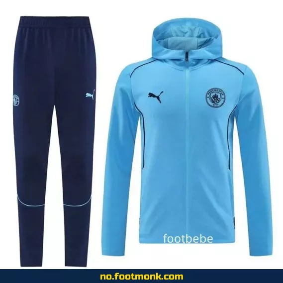 Manchester City 2024/2025 Fotballdrakt med hette – Offisiell blå fotballtrøye for voksne og barn | Kjøp billige fotballdrakter online