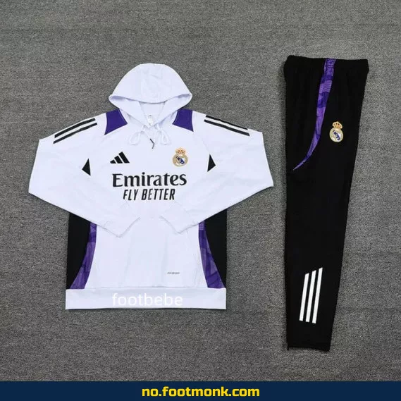 Real Madrid 2024-2025 Hvit Fotballdrakt med Hette – Offisiell Klubbdrakt for Voksne og Barn – Kjøp Nå