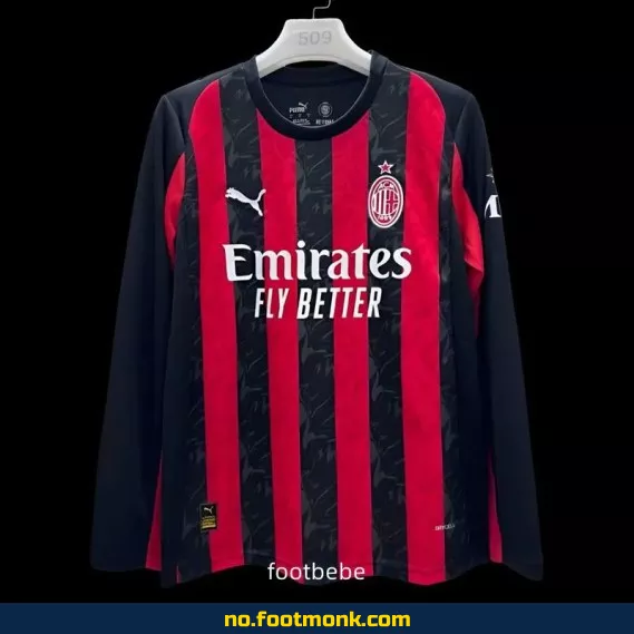 AC Milan Hjemmedrakt 2025-2026 Langermet Fotballdrakt – Offisiell Klubbdrakt for Barn og Voksne | Kjøp Nå på Nett