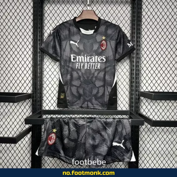 AC Milan Barn 2024-2025 Målvaktsdrakt i Svart – Fotballdrakt for Barn, Offisiell Klubbdrakt, Kjøp Fotballdrakter Online