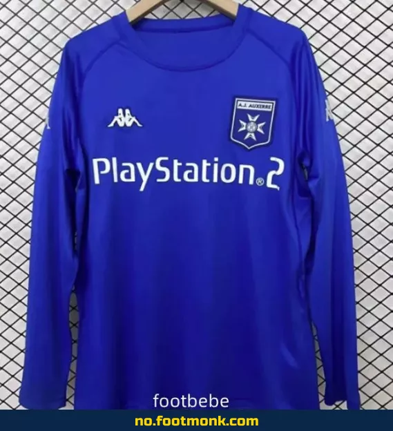 Authentic AJ Auxerre Vintage Fotballdrakt 2003-2004 – Langermet Blå Trøye | Offisiell Klubbdrakt | Fotballdrakter for Voksne og Barn