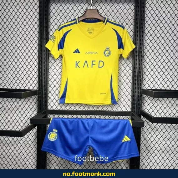 Al-Nassr hjemmedrakt 2024/2025 for barn – gul fotballdrakt med trykk | Offisiell fotballdrakt for barn | Kjøp billige fotballdrakter online
