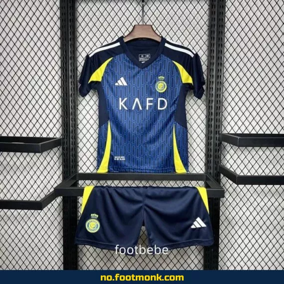 Al-Nassr barns fotballdrakt 2024-2025 borte – Offisiell drakt, fotballdrakter for barn, fotballtrøye med trykk