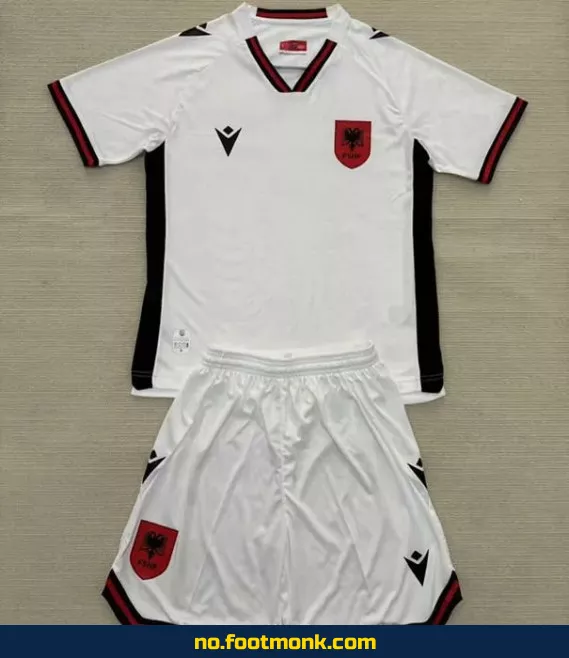 Albania Fotballdrakt Barn 2025-2026 Hvit – Offisiell Fotballtrøye for Barn, Kjøp Nå