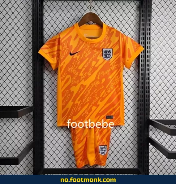 Englands barnemålvaktsdrakt 2024 i oransje – Fotballdrakter for barn, offisielle drakter, fotballklær