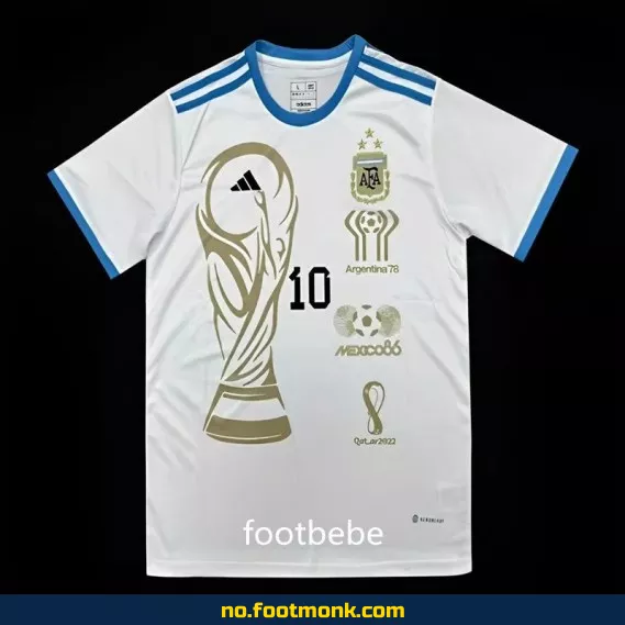 Argentina 3-stjerners fotballdrakt 2024 - Hvit med trykk (10) - Offisiell drakt for barn og voksne