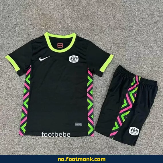 Australias barns fotballdrakt 2025-2026 borte svart – offisiell fotballtrøye for barn