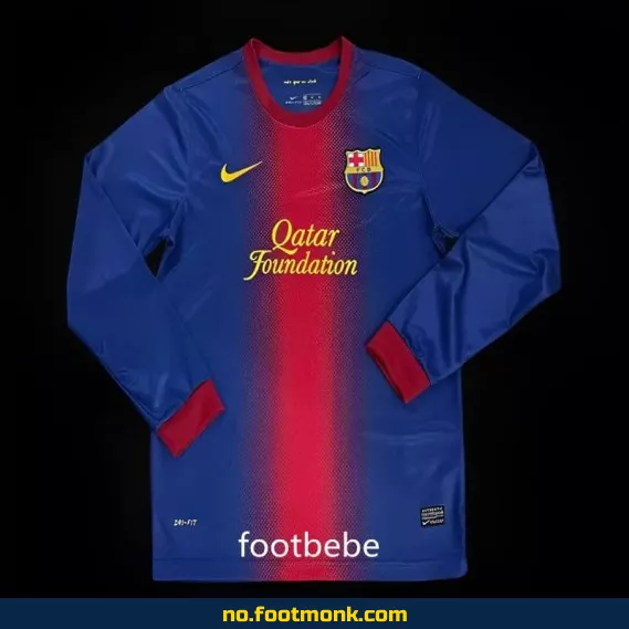 Barcelona Vintage Fotballdrakt 2012-2013 Hjemme Langermet – Offisiell Fotballtrøye for Voksne og Barn