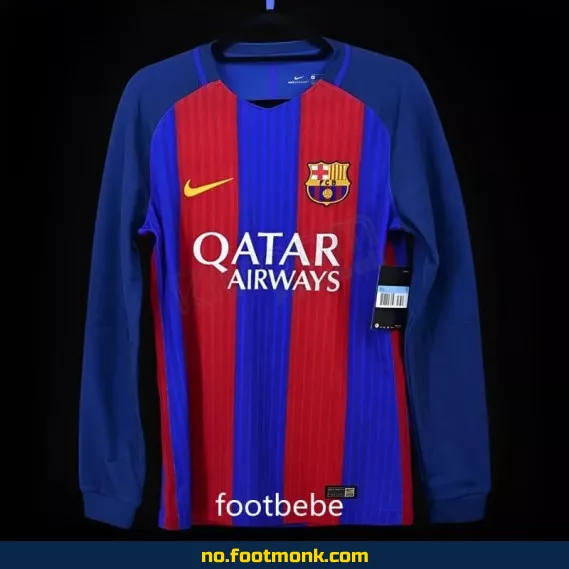 FC Barcelona Vintage Hjemmedrakt 2016/2017 Langermet – Autentisk Fotballdrakt for Voksne og Barn – Offisiell Fotballtrøye