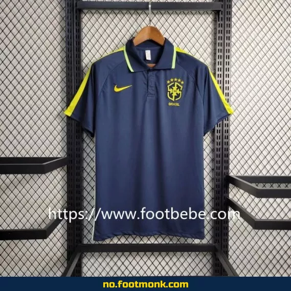 Brasil 2023-2024 Marineblå Polo Fotballdrakt – Offisiell Fotballdrakt for Voksne og Barn