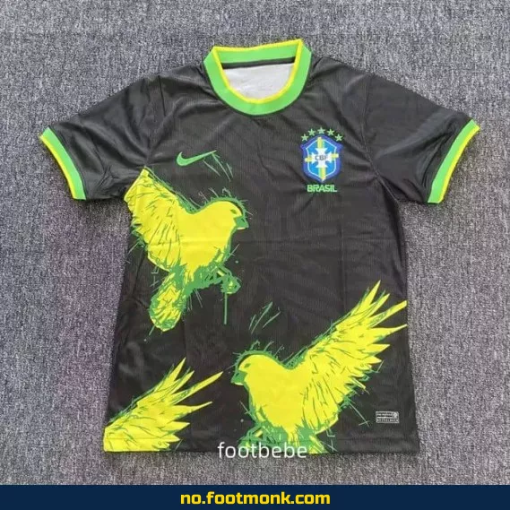 Brasil 2025-2026 konsept fotballdrakt i svart – offisiell drakt, fotballtrøye for barn og voksne