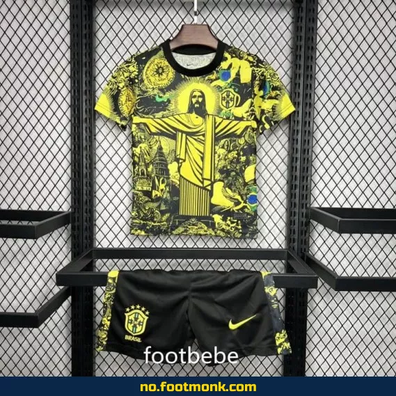 Brasil fotballdrakt for barn 2024-2025 – Christ Rédempteur gul – Offisiell drakt med trykk
