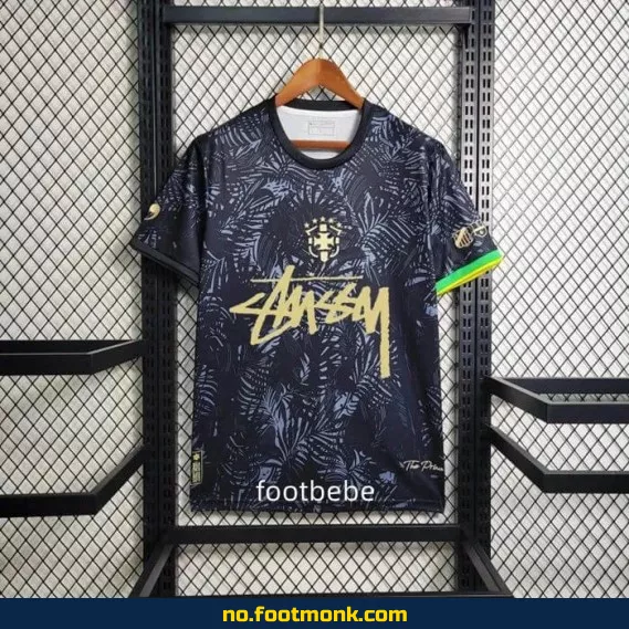 Stussy 2024 Brasil 'La Pulga' Fotballdrakt i Svart – Offisiell Fotballdrakt for Voksne og Barn