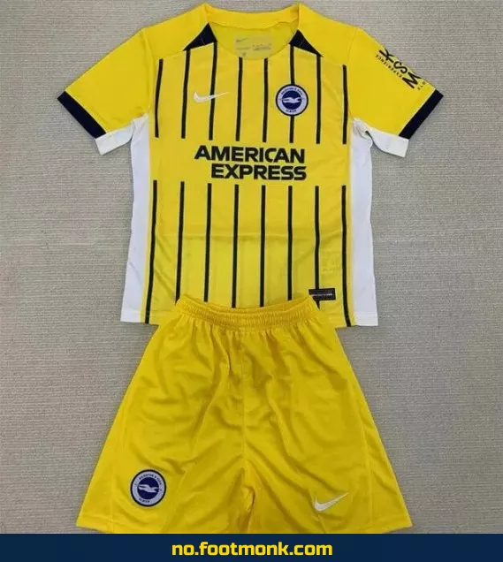 Brighton FC 2024/2025 bortedrakt for barn – ekte gul bortedrakt – kjøp fotballdrakter for barn online