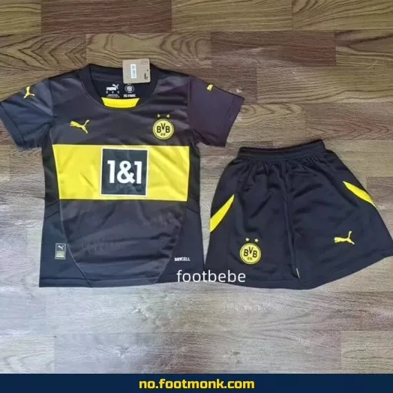 Borussia Dortmund Fotballdrakt 2024/2025 Barn – Svart Bortedrakt – Offisiell Klubbdrakt