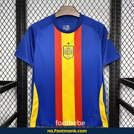 Spanias fotballdrakt 2024/2025 pre-match blå rød gul – offisiell fotballtrøye for barn og voksne