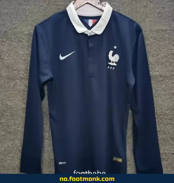 Frankrike Vintage 2014 Hjemmedrakt Langermet Fotballdrakt – Offisiell Fotballtrøye for Voksne og Barn