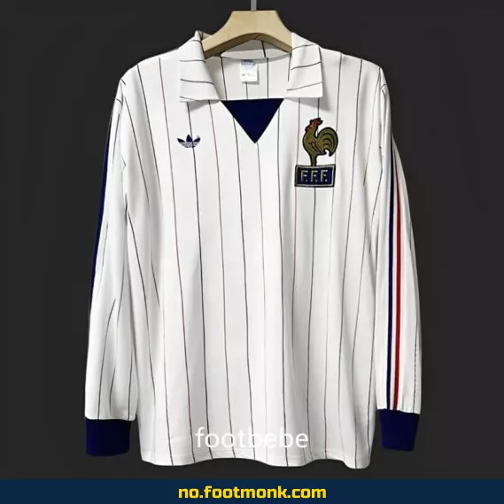 Frankrike vintage fotballdrakt 1980-1982 borte langermet – offisiell fotballtrøye