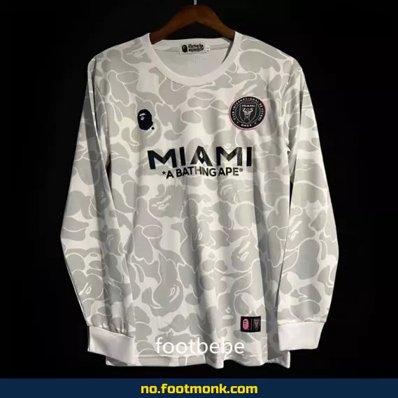 Inter Miami x BAPE 2023-2024 Hvit Langermet Fotballdrakt – Offisiell Klubbdrakt for Voksne og Barn – Autentisk Fotballtrøye med Trykk