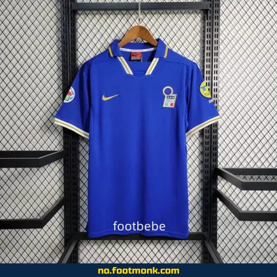 Vintage Italia hjemmedrakt 1996 - blå fotballdrakt for voksne og barn, offisiell replica