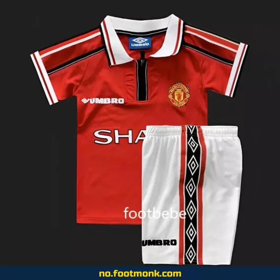 Manchester United Vintage Fotballdrakt for Barn 1998-1999 Hjemme – Autentisk Fotballtrøye