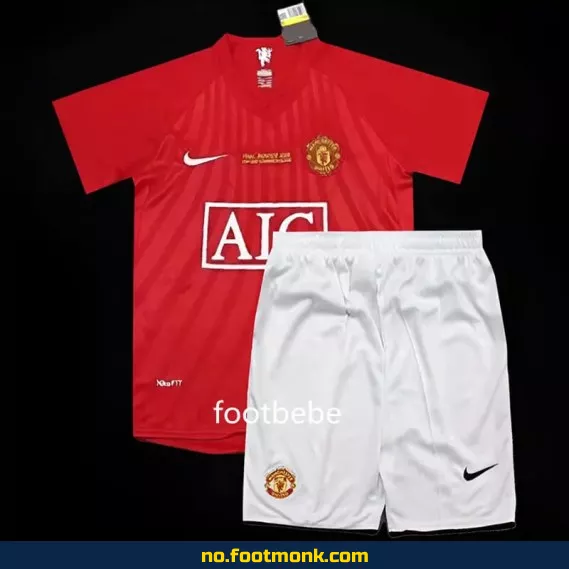 Manchester United Vintage Fotballdrakt 2007-2008 Hjemme – Barn