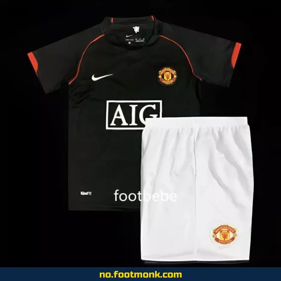 Manchester United Vintage Fotballdrakt 2007-2008 (Borte) for Barn – Autentisk Fotballtrøye