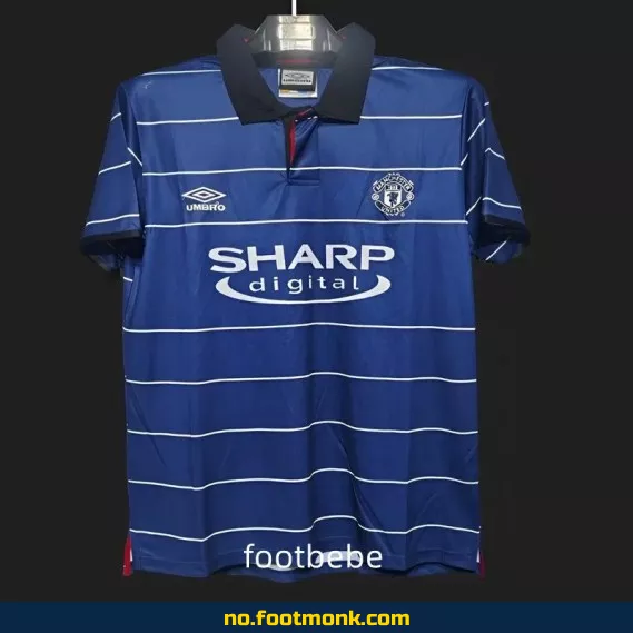Manchester United Vintage Fotballdrakt 1999-2000 Tredje Trøye Blå – Autentisk Fotballtrøye for Voksne og Barn – Offisiell Klubbdrakt