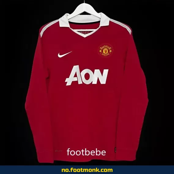 Manchester United Vintage Hjemmedrakt 2010-2011 Langermet Fotballdrakt – Autentisk Fotballtrøye