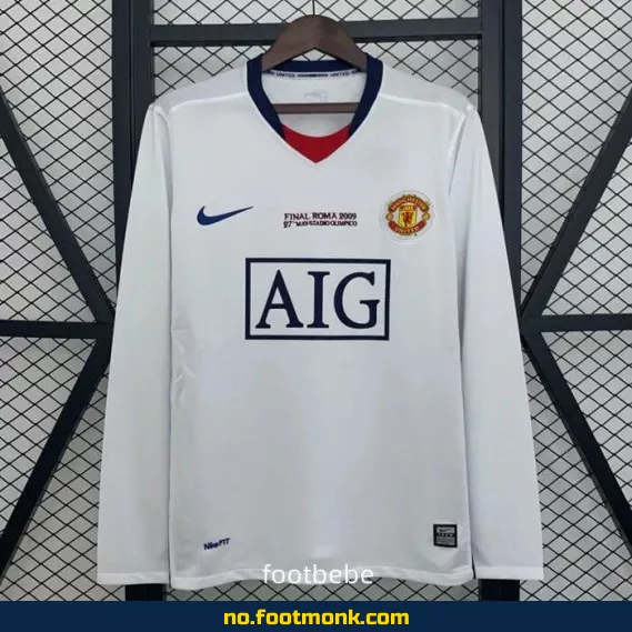 Manchester United vintage fotballdrakt 2008-2009 (borte, langermet) – offisiell replica, fotballtrøye for voksen/barn