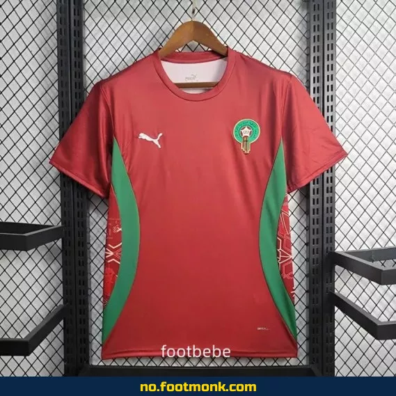 Marokko 2024/2025 treningsdrakt rød – Fotballdrakt for voksne/barn, offisiell replica
