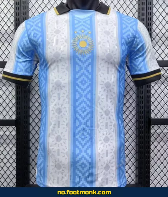 Argentinsk fotballdrakt 2024-2025 – Hjemmebane med 'La Pulga'-trykk – Hvit og blå – Offisiell drakt for voksne og barn – Kjøp nå!
