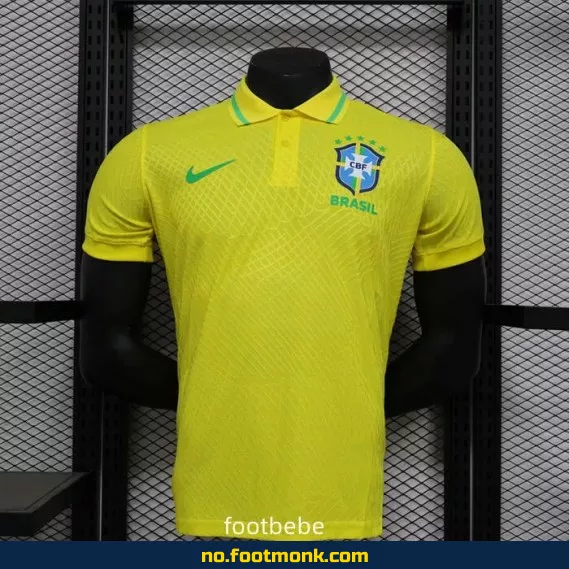 Brasil 2024/2025 Hjemmedrakt – Gul Polo Fotballdrakt for Voksne og Barn | Offisiell Replica | Fotballtrøye med Trykk