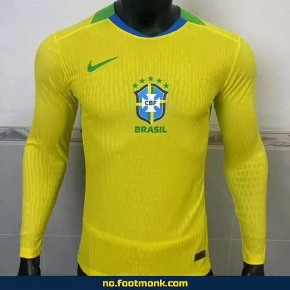 Brasil 2025 langermet fotballdrakt i gul – Offisiell fotballtrøye for voksne og barn