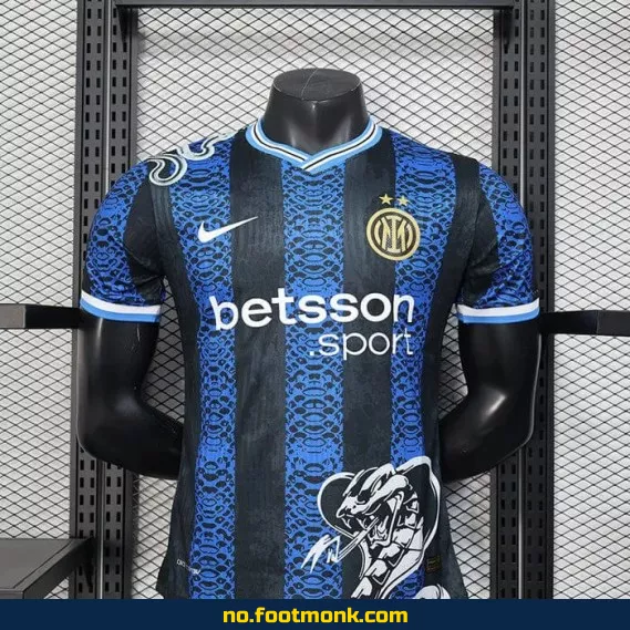 Inter Milan 2025 Hjemmedrakt – Svart og Blå Slange Design – Offisiell Fotballdrakt for Voksne og Barn