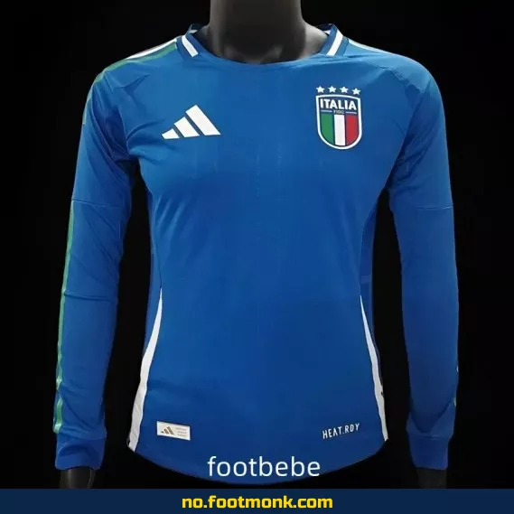 Italienske hjemmedrakter Euro 2024 langermet fotballdrakt – Offisiell fotballtrøye for voksne og barn