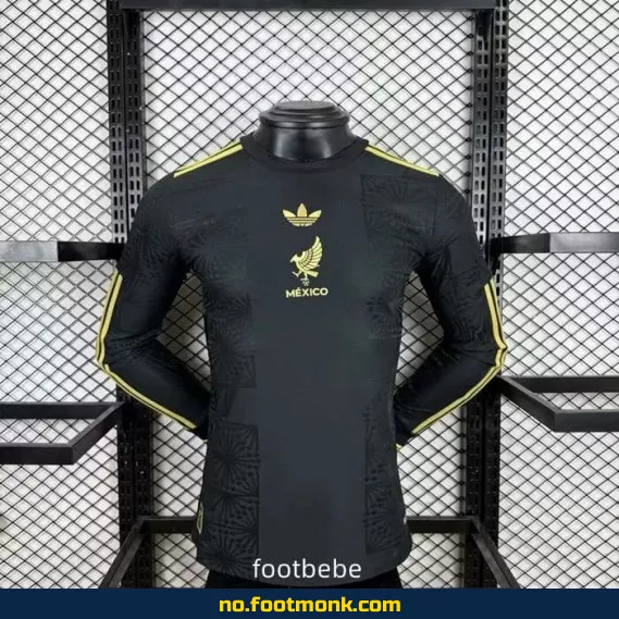 Offisiell Mexique Fotballdrakt 2025-2026 – Langermet Svart Trøye | Fotballdrakter med Navn, Authentisk Replica | Barn og Voksen