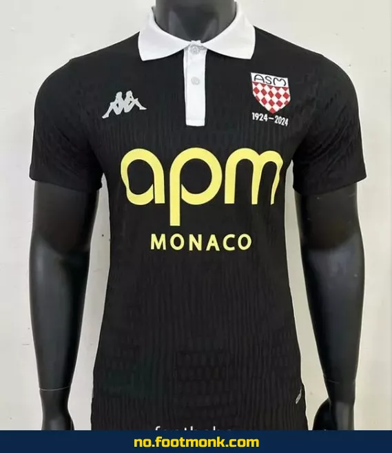 AS Monaco 2024-2025 100 års spesialedisjon svart fotballdrakt – Offisiell drakt for barn og voksne | Kjøp nå