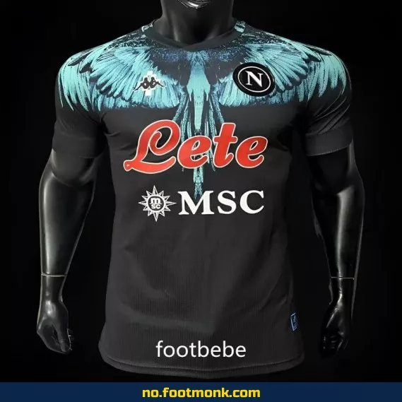 Napoli x Marcelo Burlon 2024 Fotballdrakt i Svart – Offisiell Klubbdrakt for Voksne og Barn – Autentisk Fotballtrøye med Trykk