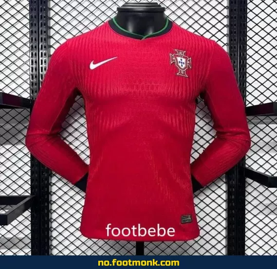 Portugal 2024 Hjemmedrakt Langermet Fotballdrakt – Offisiell Fotballtrøye for Voksne og Barn