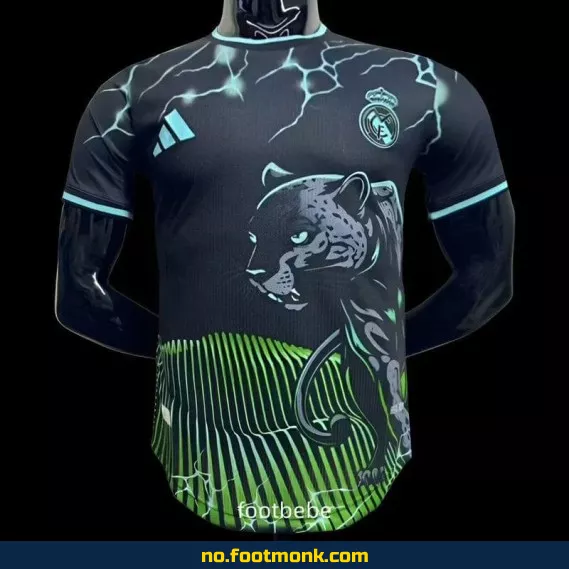 Ekte Real Madrid 2024-2025 Fotballdrakt – Grønn Leopard Design – Offisiell Klubbdrakt for Voksne og Barn