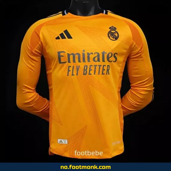 Real Madrid 2024/2025 Orange Langermet Fotballdrakt – Offisiell Fotballtrøye for Voksne og Barn | Kjøp Billige Authentiske Fotballdrakter på Nett