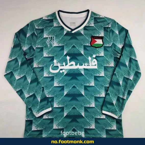 Palestina fotballdrakt 2024/2025 – Langermet blå fotballtrøye (autentisk, med navn, barn/voksen)