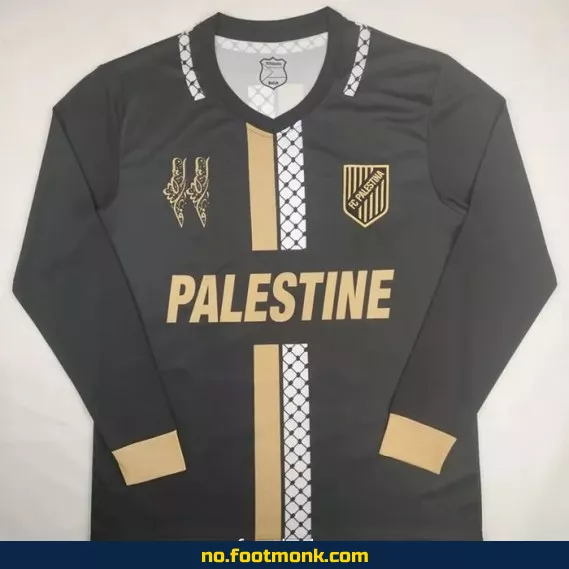 Palestina fotballdrakt 2024/2025 langermet svart – offisiell drakt, fotballtrøye med trykk
