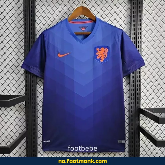 Vintage Nederland 2014 borte fotballdrakt i blå – Autentisk fotballdrakt for voksne og barn