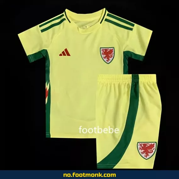 Wales barn fotballdrakt 2024 borte gul – offisiell fotballtrøye for barn